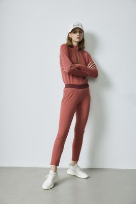 Terracotta Pants And Dress Long Sleeve Half Zip Tracksuit Set For Spring Summer Fall