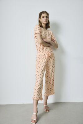 Dostosowany 3 4 Długość kombinezon brzoskwiniowy kwiatowy 97cm - 107cm Dressy kombinezon dla kobiet