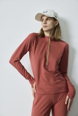 Dobra cena. Modal Elastane Burgundy Sweatshirt Stretch Stripped Zip Up Hoodie Half Zip Mock Neck Set w Internecie