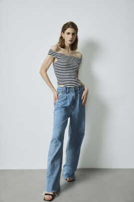 İyi bir fiyat. Deniz Kuvvetleri Beyaz Çizgili Siyah Tricked Custom Bodysuit Denim Jeans L Boyutu çevrimiçi