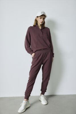 Prezzo buono Maglietta Borgoña di grandi dimensioni Abbigliamento sportivo Mezza cerniera con cappuccio Abbigliamento da salotto Set di cotone morbido in linea