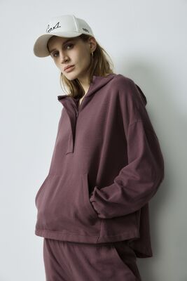 Bon prix Sweat-shirt sur mesure en Bourgogne Vêtements de sport surdimensionnés Half Zip Hoodie Outdoor Set en ligne