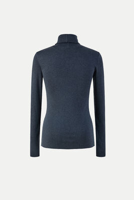 Giá tốt Khả năng thở cao Merino len đồ lót phụ nữ Heathered Slate Blue Turtle Neck Base Layer trực tuyến
